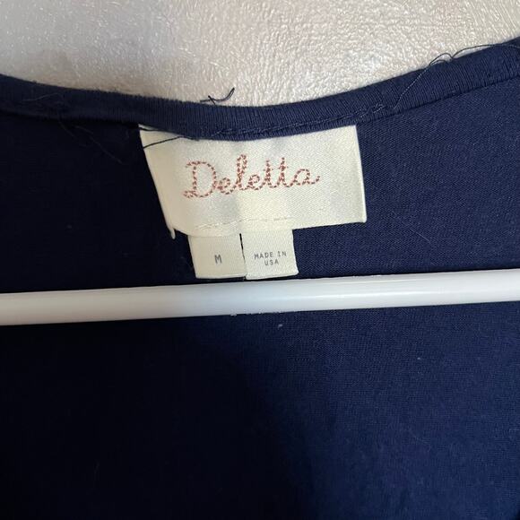 Anthropologie Deletta Janie Jersey Dress Blue Motif White Women’s Medium - Picture 5 of 12